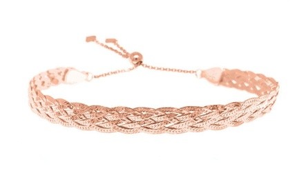 Italian Sterling Silver Adjustable Silver Bracelet in 18k Gold or Rose Gold