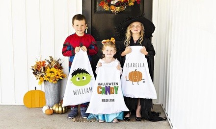 One, Two, Three, Five, or 10 Personalized Halloween Trick or Treat Pillowcase Bags from Qualtry (Up to 84% Off)