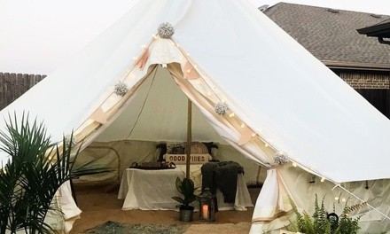 $299 for Boho Chic One-Night Backyard Glamping Tent Rental for Two People from GlampNight ($399 Value)