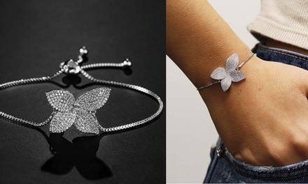 Adjustable Flower Bracelet Made With Crystals From Swarovski