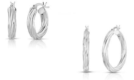 Sterling Silver French Lock Hoop Earrings