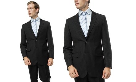 Verno Men's Classic Fit Pinstripe Suit (2-Piece) (Size 44Rx38W)