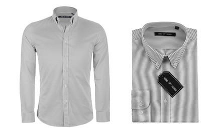 Verno Men's Slim-Fit Long Sleeve Striped Dress Shirt (Sizes S & L)