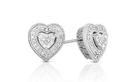 1/10 CTTW Diamond Studs in Rhodium Plated Sterling Silver