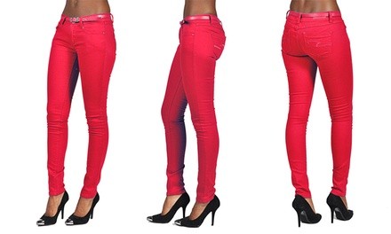 C'est Toi Belted 5 Pocket Solid Color Women's Jeans (Size 0)