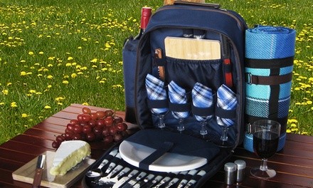 All-in-1 Picnic Backpack Kit with Insulated Cooler, Fleece Blanket, and Place Settings for 4 (30-Piece)