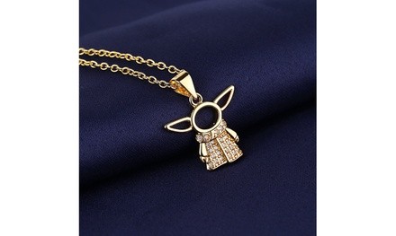 14K Gold Baby Yoda Necklace with Genuine Crystals