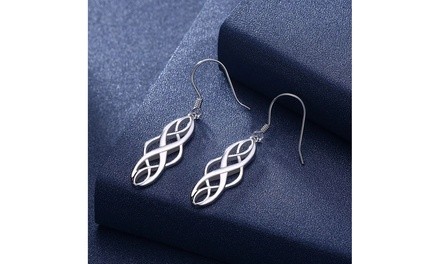925 Sterling Silver Unique Celtic Swirl Drop Earrings