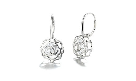 Rose Lever Back Earrings with crystals from Swarovski