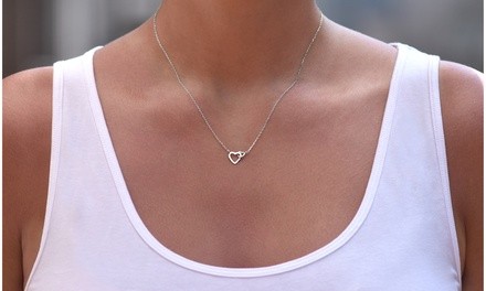 Interlocking Heart Necklace in Sterling Silver