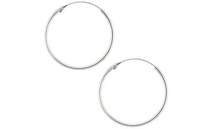 Anti Tarnish Endless Hoop Earrings in Sterling Silver