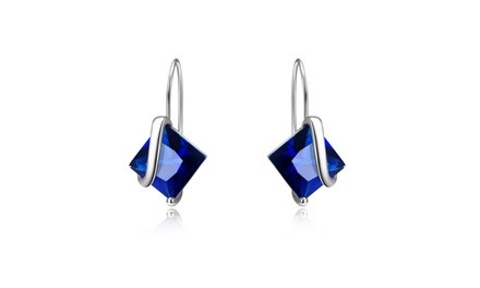 Sapphire Diamond Cut Sterling Silver Earring