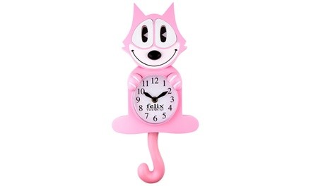 Pink Felix The Cat 3-D Motion Clock