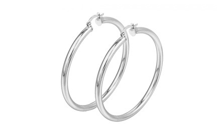 Classic 30MM French Lock Hoops in Solid Sterling Silver 