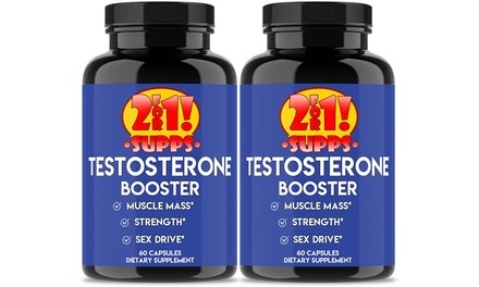 2for1 Supps Men's Testosterone Booster for Muscle, Strength & Drive (2-Pack)