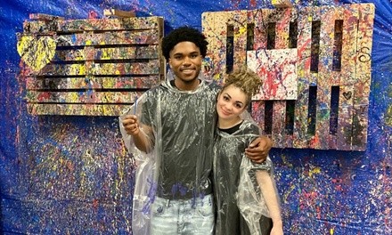 Splatter Paint Experience with 16x20 Canvas Included for One to Six People at Color Sling (Up to 40% Off). 