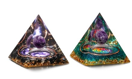 Amethyst Crystal Sphere Orgonite Pyramid Obsidian Chakra Energy Orgone Stone
