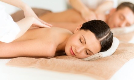 60-Minute Couples Massage with Optional Sauna Therapy at Massage Green Spa (44% Off). Two Locations Available.