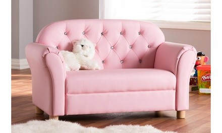Gemma Kids Pink Faux Leather 2-seater Sofa