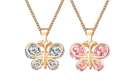 Kids' Crystal Butterfly Pendants in 18K Gold Plating