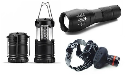 Army Gear Ultimate Tactical LED Bundle Featuring Flashlight, Lantern, and Headlamp