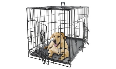 Collapsible Metal Pet Crate with Removable Tray 