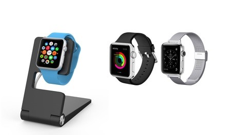Charging Stand with 1 or 2 Watch Bands Set for Apple Watch and iPhone