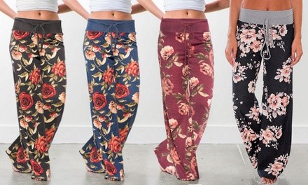 Lilly Posh Floral Flare Pants - Plus Sizes Available