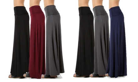 Women's Relaxed-Fit Maxi Skirts With Foldable Waistband (3-Pack)