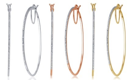 Diamond Accent Hoop Earring in 14K Gold Plating