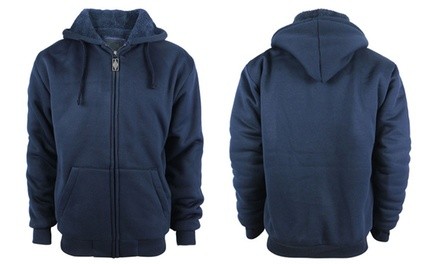 LeeHanTon Men's Solid Sherpa-Lined Hoodies (Size L)