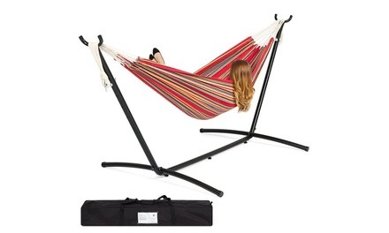 Double XL Cotton Hammock with 9.5' Stand