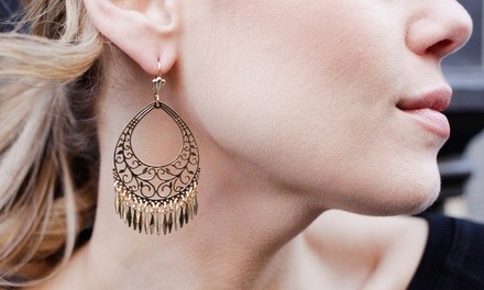 Sevil 18K Gold Plated Filigree Fringe Chandelier Earrings