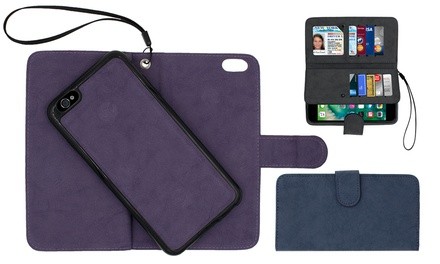 Smartphone Wallet with Removable Case for iPhone 5/5s, 6/6s or 6 Plus/6s Plus