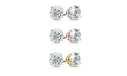 6.00 CTTW Sterling Silver Stud Earrings Set Made with Swarovski Crystals by Mina Bloom (3 Pairs)
