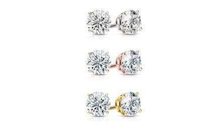 6.00 CTTW Sterling Silver Stud Earrings Set Made with Swarovski Crystals by Mina Bloom (3 Pairs)
