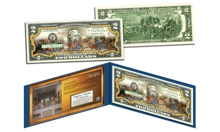 Last Supper by Leonardo Da Vinci Genuine U.S. Two-Dollar Bill