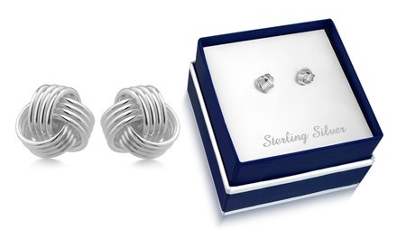 Sterling Silver Love Knot Stud Earrings by Paolo Fortelini