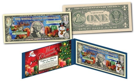 2017 Christmas Dual Silver Hologram and Polychrome Official One-Dollar Bill