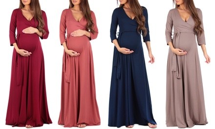 Women's Faux Wrap Maxi Maternity Dress