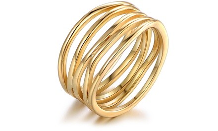 Seven Layer Stack Ring in 18K Gold Plating by Sevil