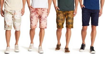 Men's Casual Printed Cotton Chino Shorts with Pockets