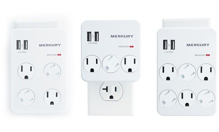 Merkury Innovations 2.1A Surge Protector Wall Plates with 2 USB Ports and Safety Cover