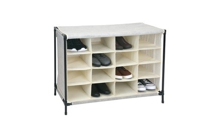 16-Compartment Stackable Shoe Cubby