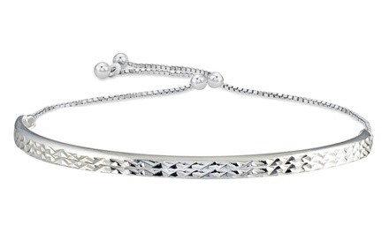 Italian Solid Sterling Silver Adjustable Bangle Bracelet