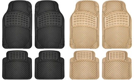 Universal-Fit Weatherproof Heavy-Duty Rubber Brick Car Floor Mats (Set of 4)