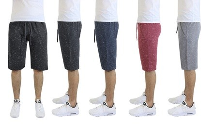 Men's Marled-Print French-Terry Jogger Shorts (2-Pack)