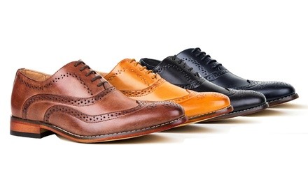 Gino Vitale Men's Wing-Tip Lace-up Dress Shoes