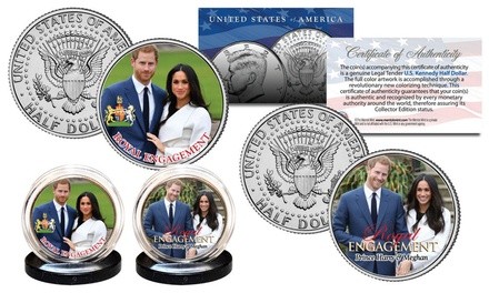 Prince Harry and Meghan Markel Royal Engagement JFK Half Dollar 2-Coin Set