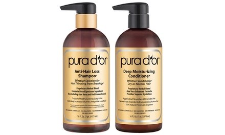 Pura D'Or Gold Label Anti-Hair Loss Shampoo, Conditioner, or Set (16 Fl. Oz.)